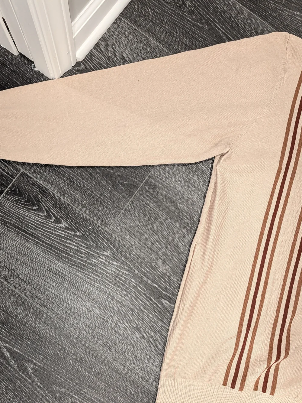 Men's Beige Stripe Knit Button-Front Undershirt